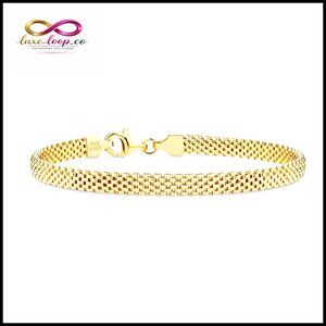 18K Gold Plated Sterling Silver 5mm Mesh Link Bracelet 7 Inches